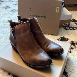 Lucky brand real leather size 6.5 booties in Toffee color